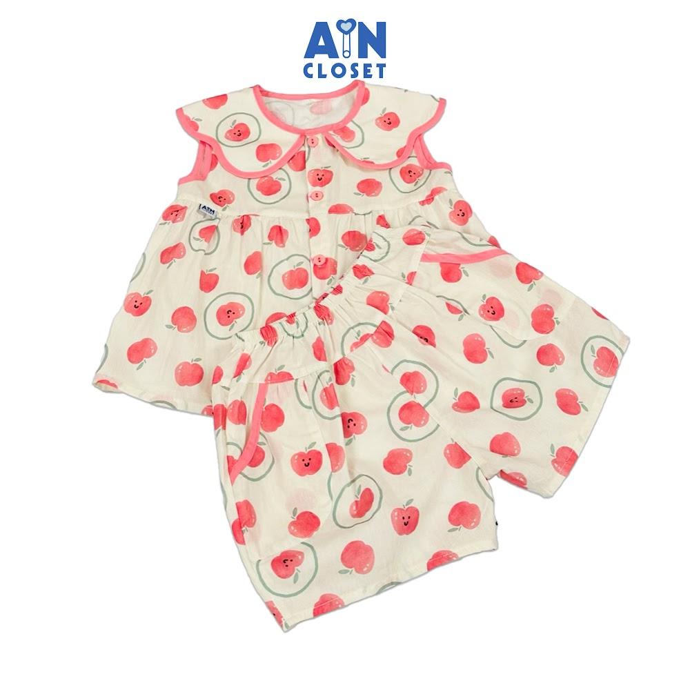 Bộ quần áo Ngắn bé gái họa tiết Táo Hồng cotton - AICDBGJUQNFC - AIN Closet