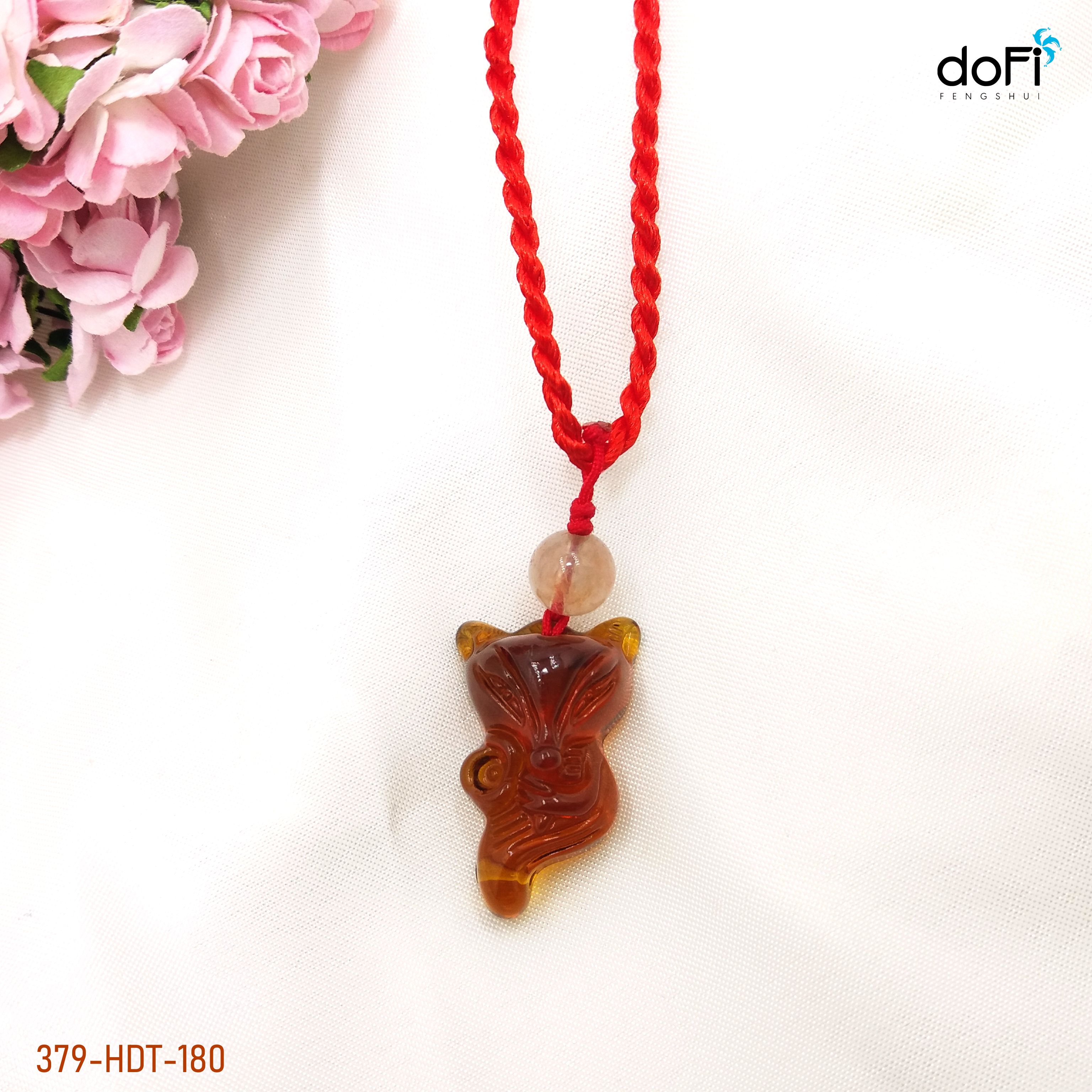 MẶT DÂY HỒ LY DÁNG ÔM HOA HỒNG ĐÁ TOPAZ ĐỎ