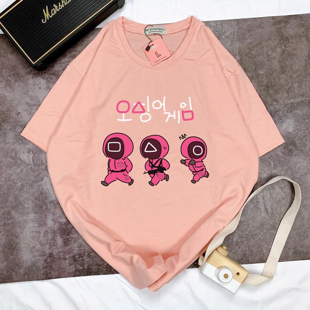 Áo thun SQUID GAME tay ngắn Be Yourself unisex size M L XL - CHIBI CHỮ HÀN TRÒ CHƠI CON MỰC