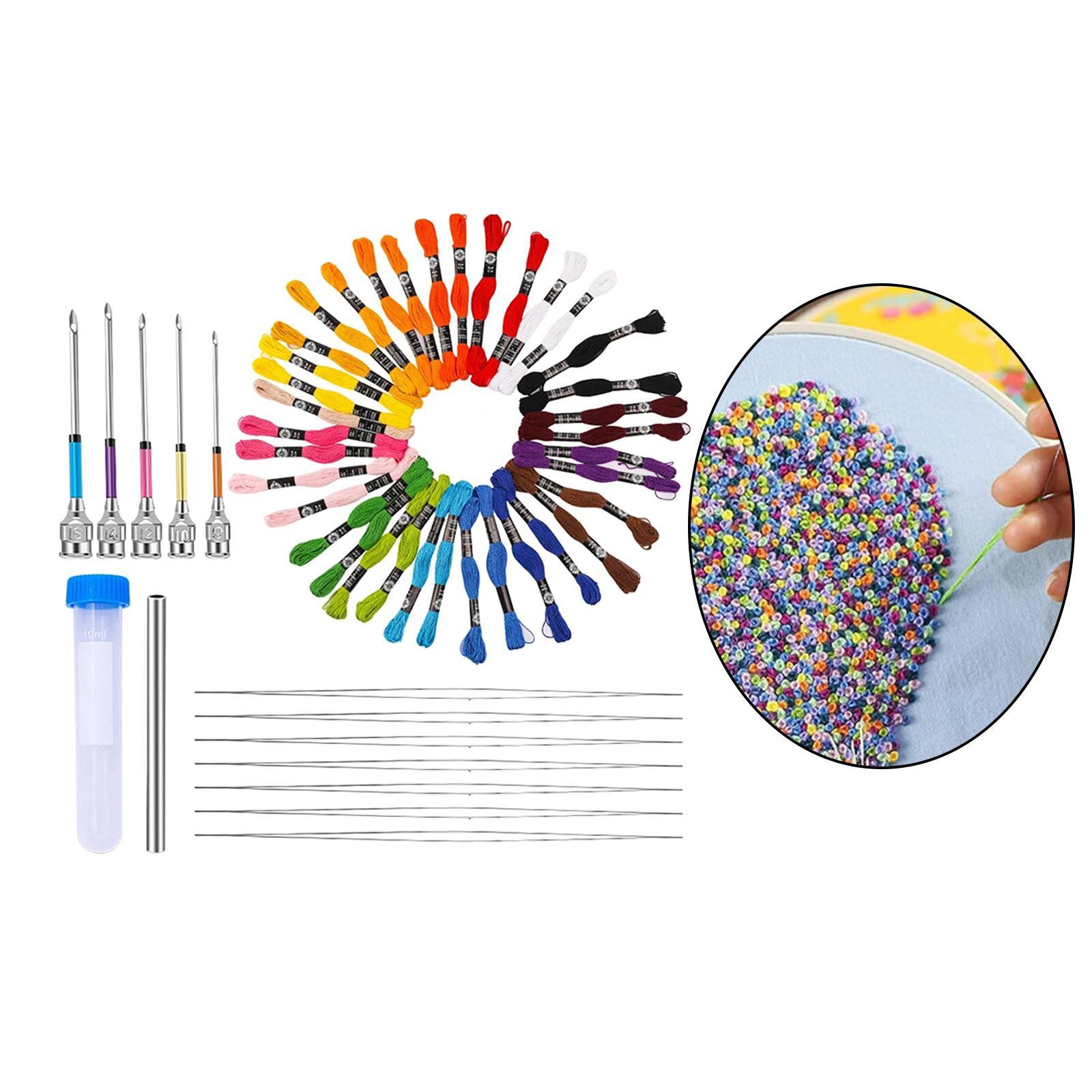 Embroidery Punch Needle, 62 Pcs Punch Needle Tool with Needle Punch, 48 Pcs Embroidery Thread, Embroidery Needles, Punch Needle Kit for Beginners