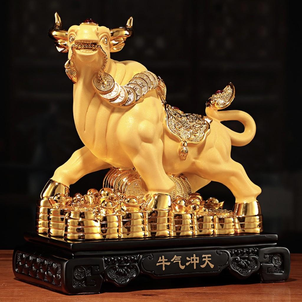 Tượng Trâu Vàng Mang Tài Lộc May Mắn Cho Gia Chủ Trong Năm Tân Sửu 2021 size 24.5x14.5x25.5cm