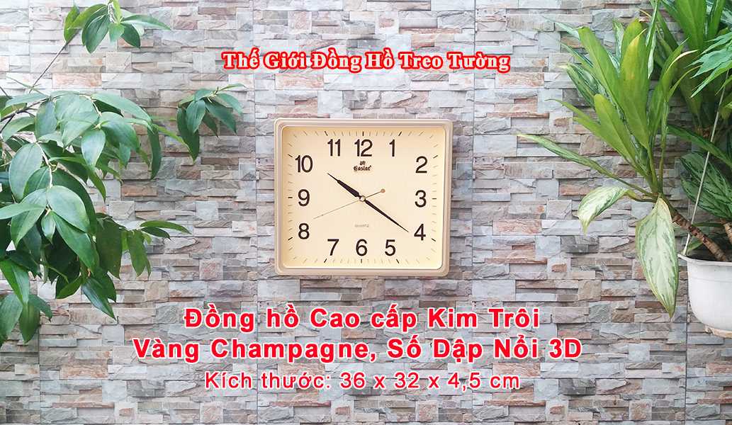 Đồng Hồ Treo Tường Cao Cấp EASTAR Mặt VÀNG Viền MỎNG – Máy KIM TRÔI – Số Nổi 3D – Tặng Pin Maxell – BH 1 Năm