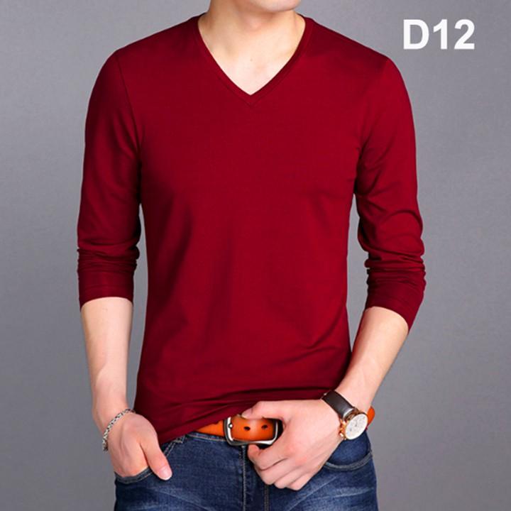 Áo thun nam tay dài cổ tim, chất cotton 4 chiều , nhiều màu dáng ôm thời trang