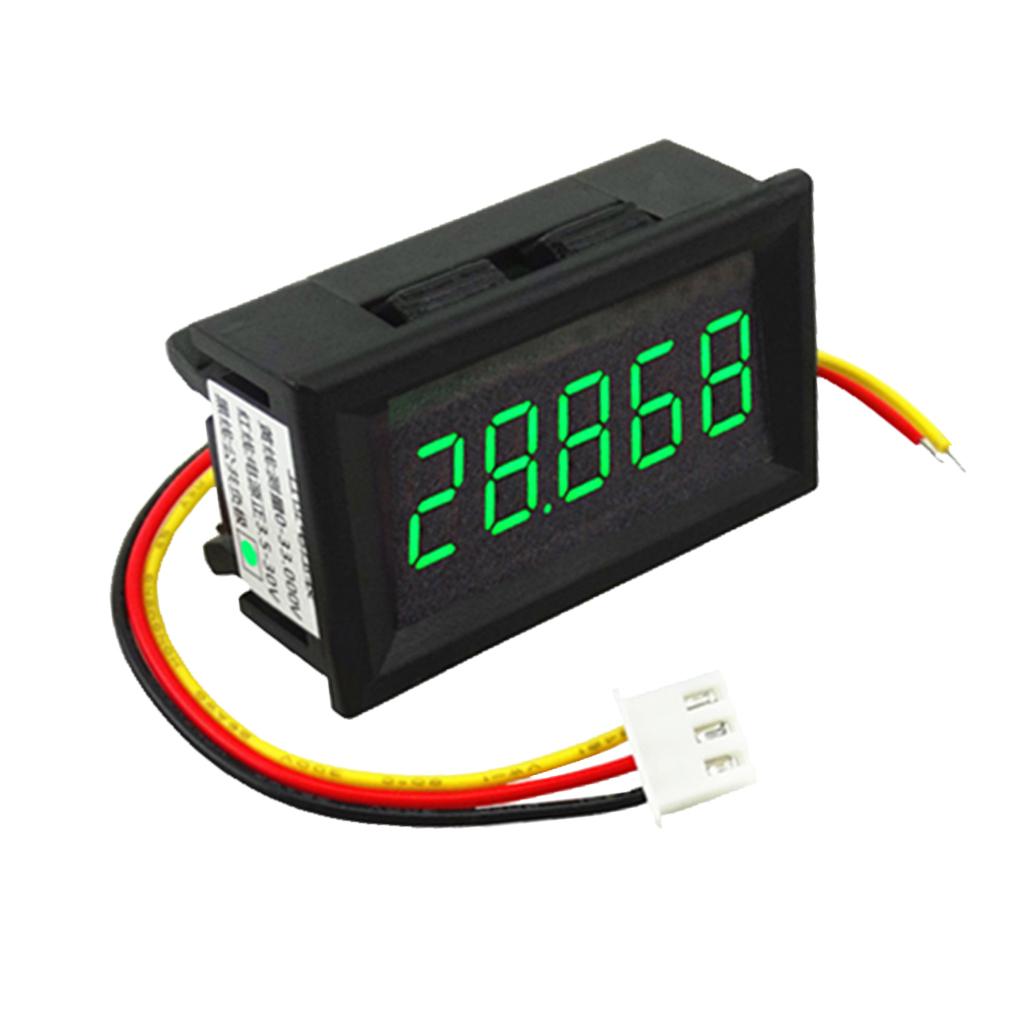 2PCS - DC 3.5-30V 3 Wire LED Digital Display Voltmeter Volt Meter Panel Green Words