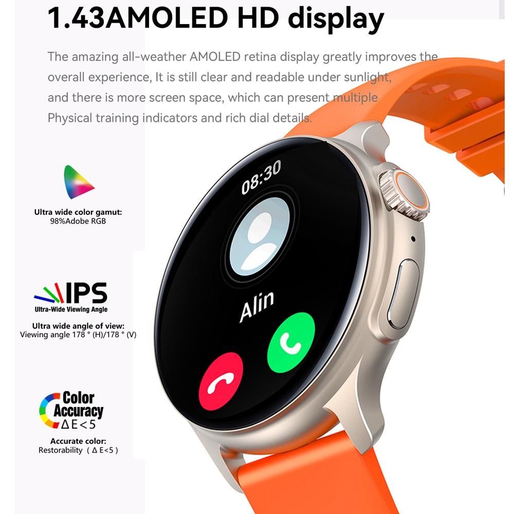 2023 Bluetooth mới Gọi Watch Smart Watch Nữ nam 1.43 inch 466*466 AMOLED HD Màn hình thể thao thể thao SMART
