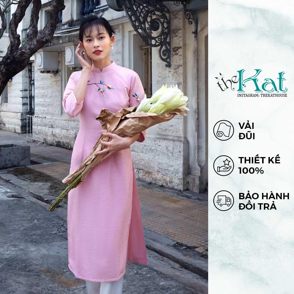 Áo Dài Đũi Thêu Tay The Kat House, vải đũi mát mẻ, sang trọng, khí chất và tinh tế, đủ size