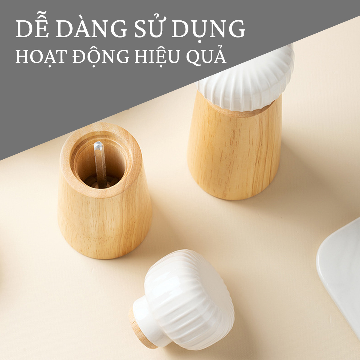 Lọ đựng và xay hạt tiêu cao cấp GA21 phong cách Bắc Âu | Dụng cụ xay tiêu cầm tay cho gia đình và nhà hàng | Lọ xay muối hồng gia vị