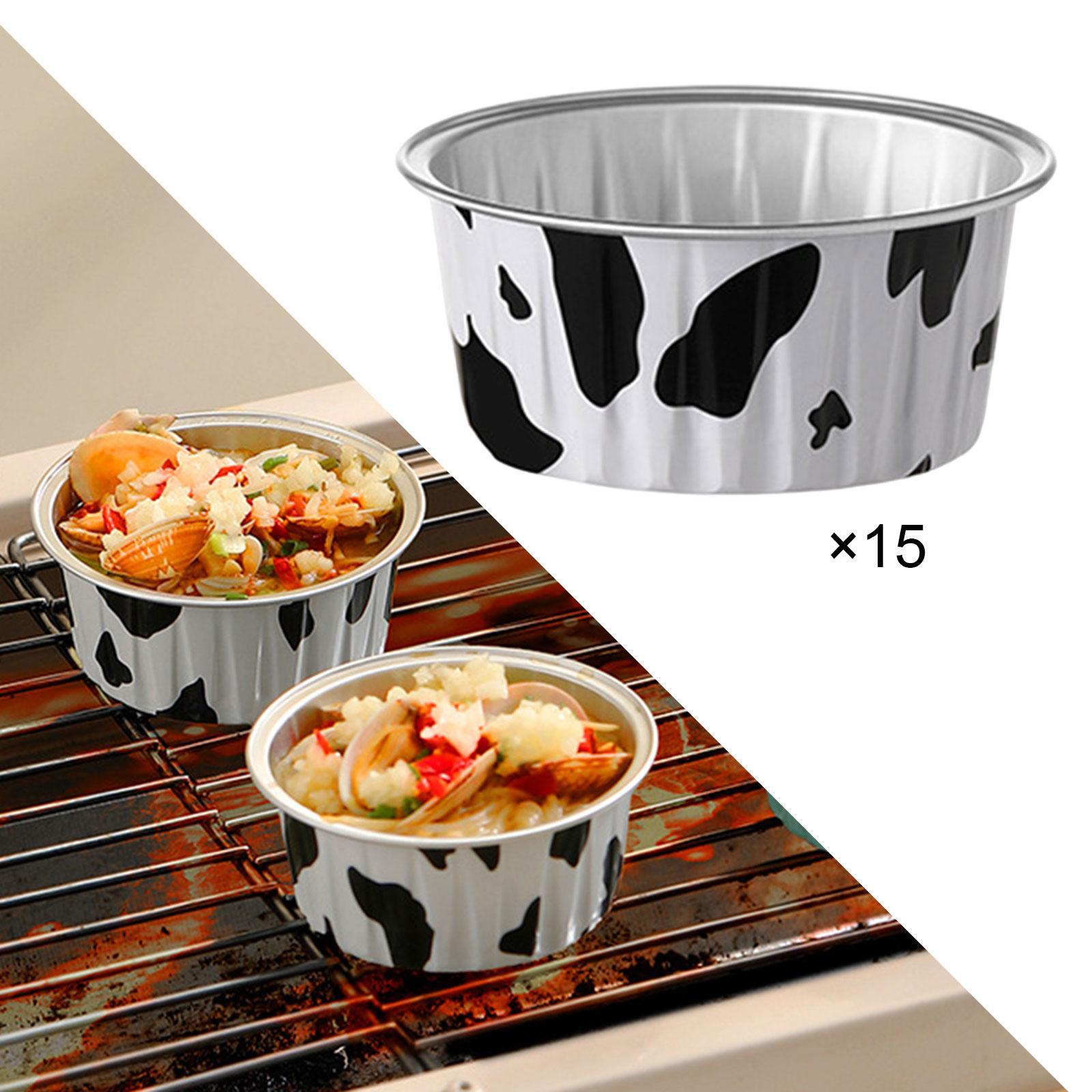 15 Pieces Foil Baking Cups, Aluminum Muffin Cups, Cupcake Holder Tin, Cupcake and Muffin Liner for Cookies, Cheese, Cakes Outdoor Dessert Pie Clubs