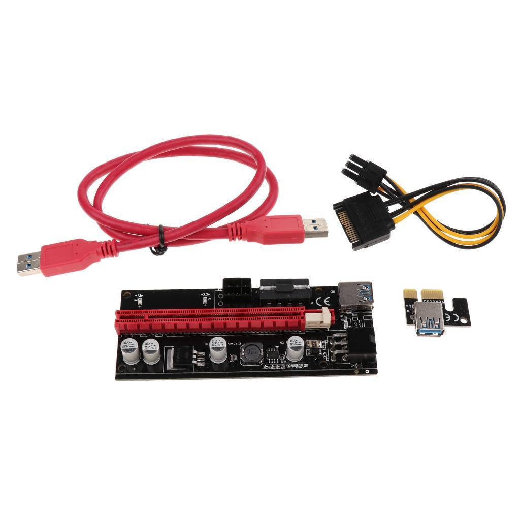 6Pcs/set PCI- 1x To 16x Extender Riser Card Adapter with USB3.0 Cables