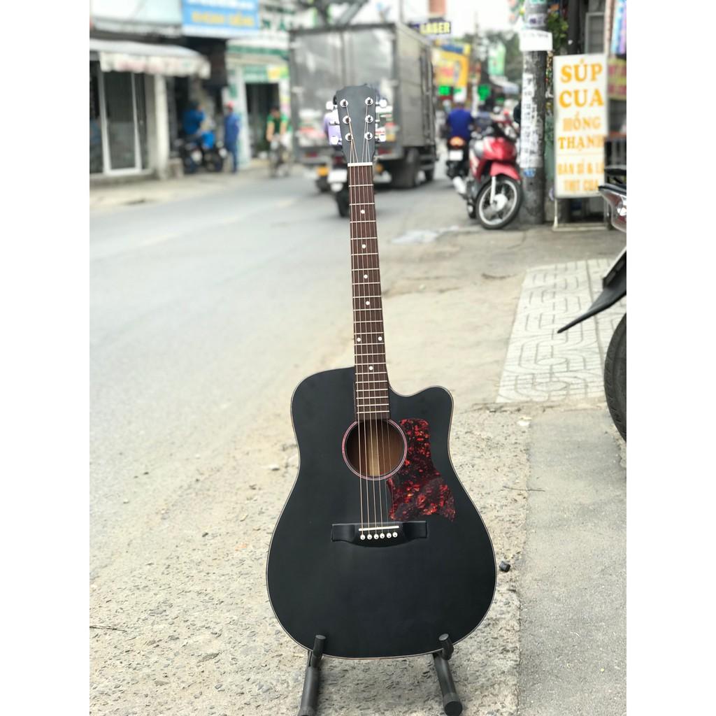 Đàn Guitar Acoustic đen nhám gỗ nguyên tấm tặng FULL BOX