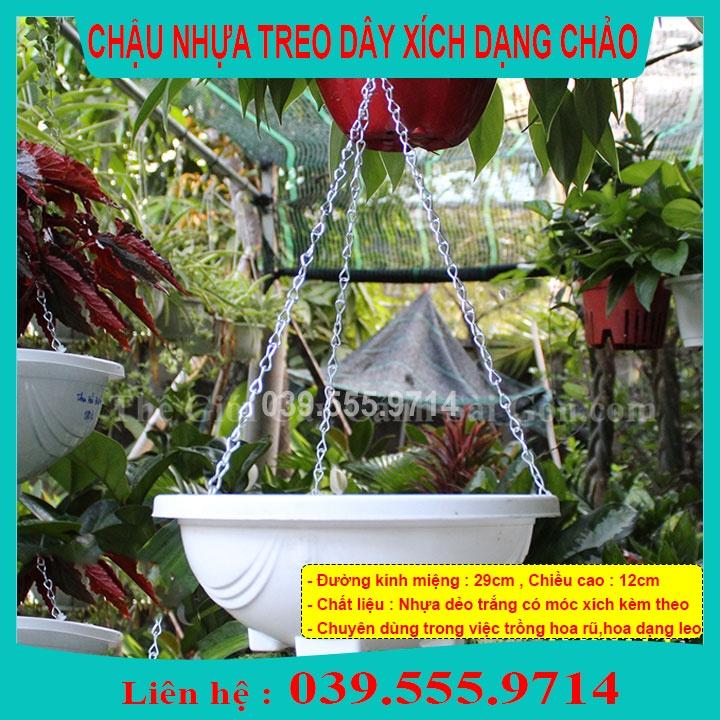 Bộ 5 Chậu Nhựa Chảo Tặng Kèm Móc Xích - Chậu Trồng Hoa Cây Cảnh