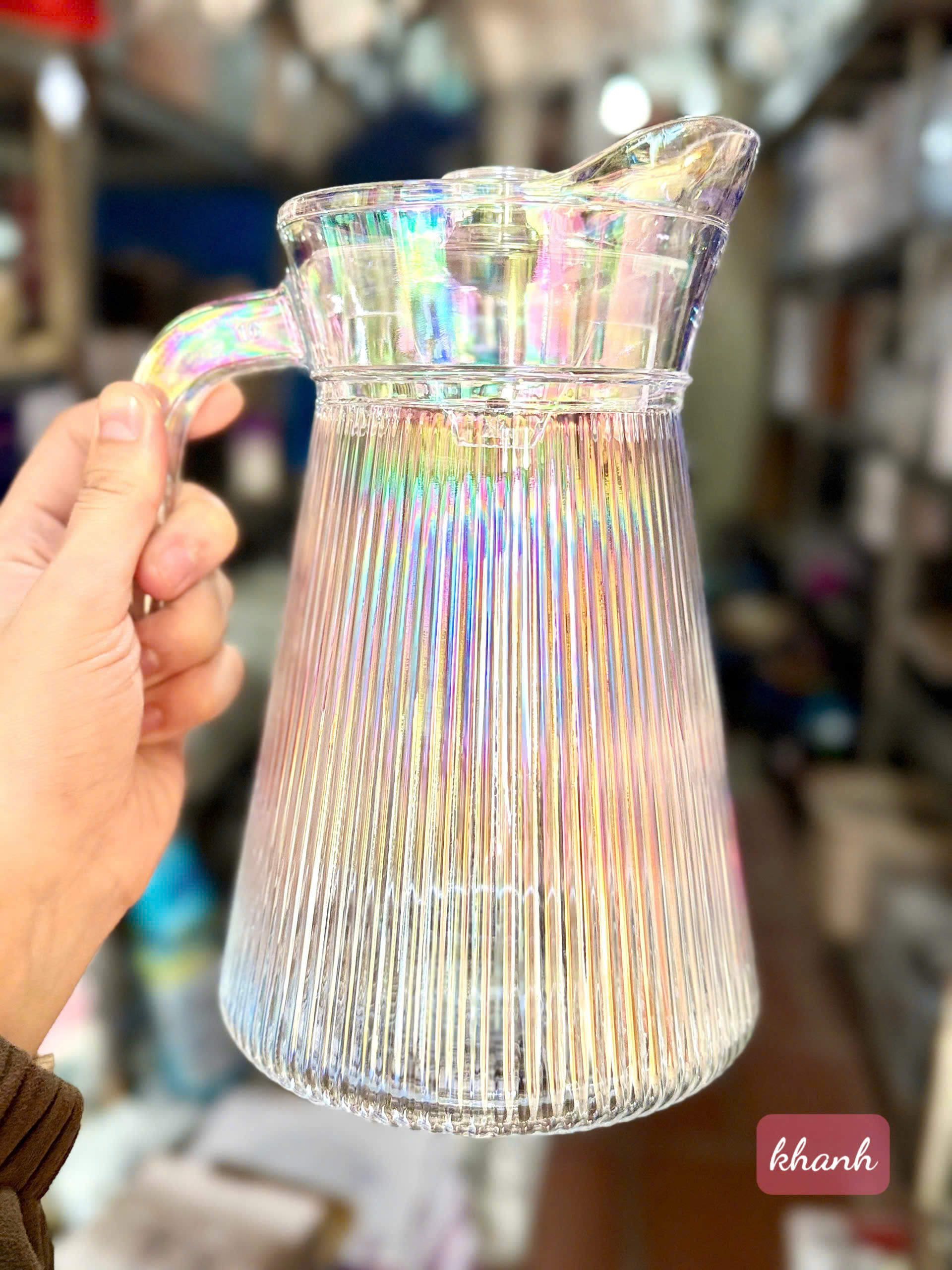 Bình Thủy Tinh Sọc Dọc Cao Cấp 1580ml Có Nắp – Ca Đựng Nước Ép, Trà Hoa Quả, Nước Detox Sang Trọng - HÀNG CHÍNH HÃNG MINIIN