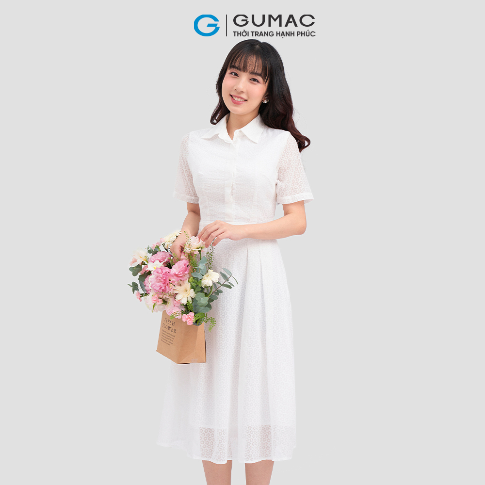 Đầm sơ mi xếp ly DC12067 thời trang GUMAC