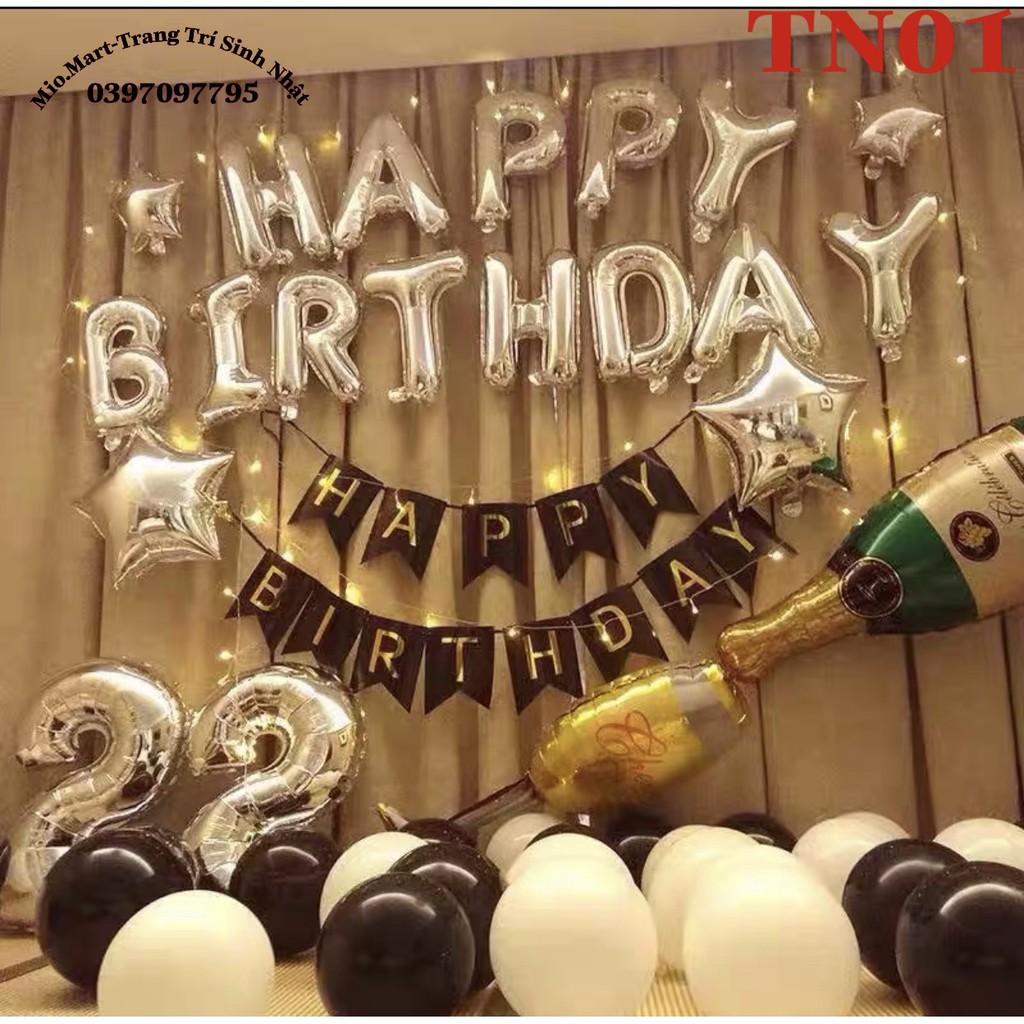 Set 2 rèm Kim Tuyến 2M Chữ Happy Birthday Và 50 Bóng Nhũ Bơm Keo,Set Trang Trí Sinh Nhật Người Lớn BB69