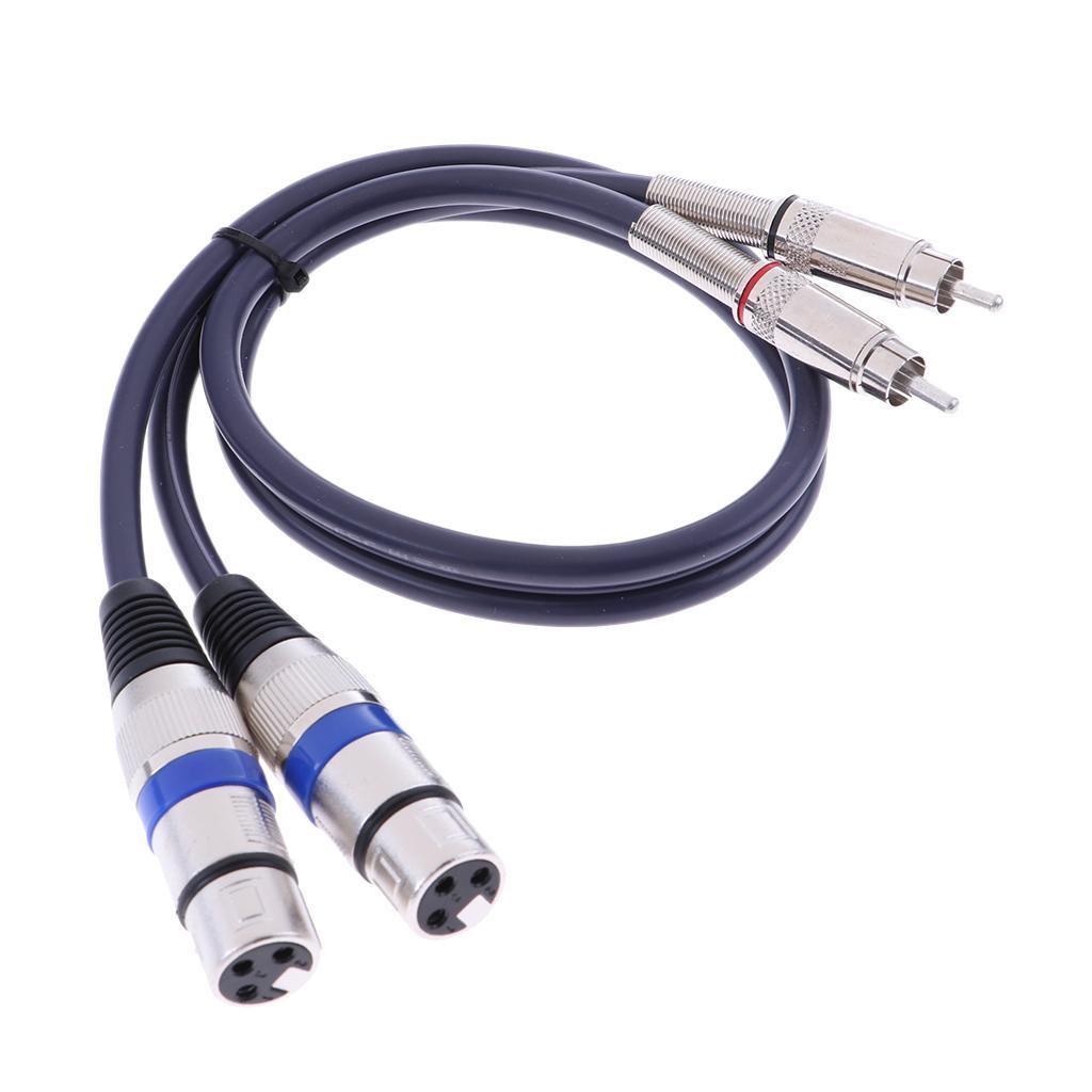 Dual Female XLR To Male RCA Cable 2 XLR To 2 RCA Plug  Audio Cable .5M