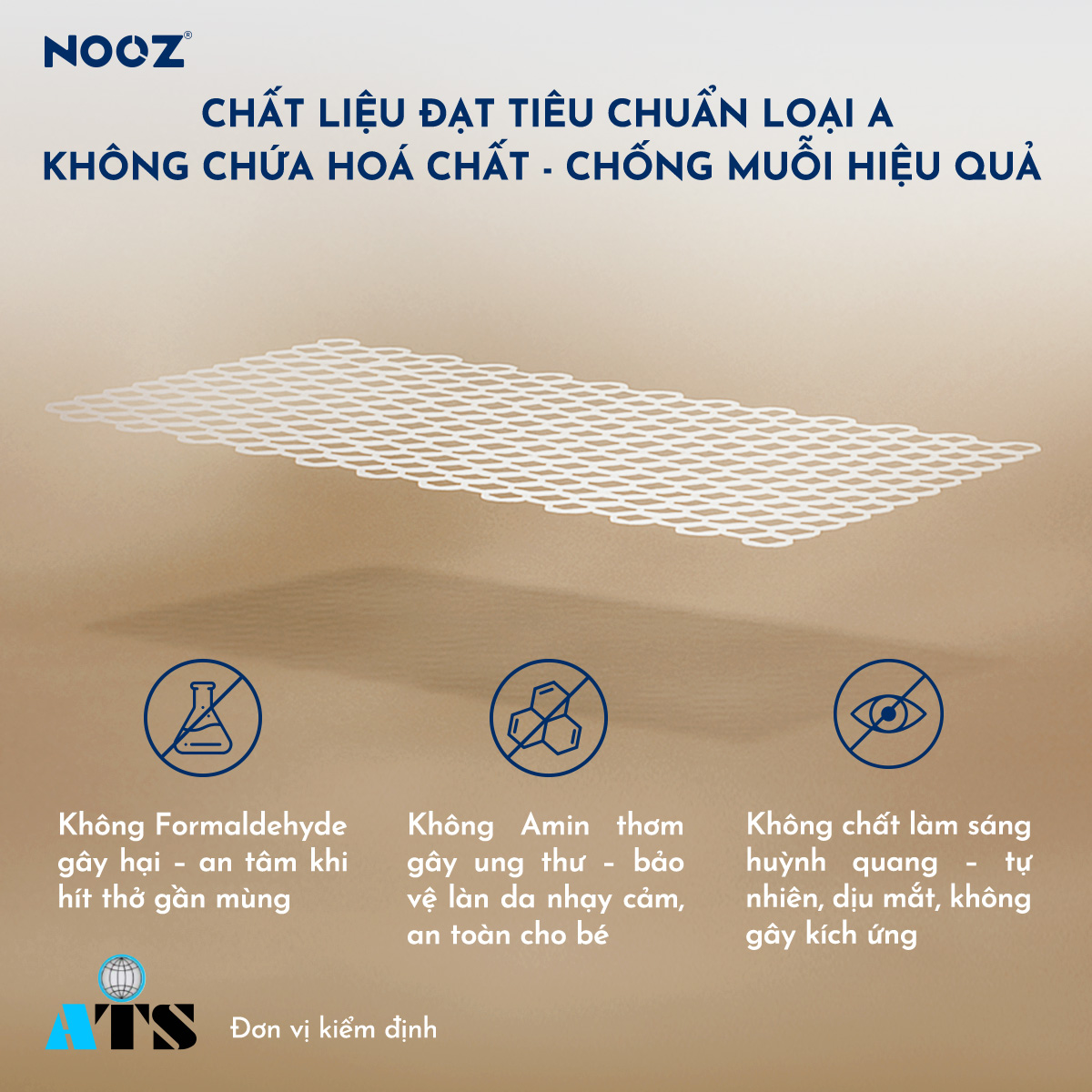 Mùng Chống Ngã NOOZ Khung Vuông Màng Chống Muỗi Dễ Lắp Đặt Không Khoan Tường NOOZ Home Goods