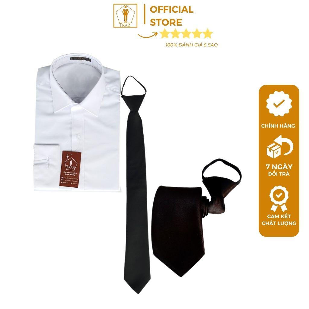 Cà Vạt Caravat Đen Nam TRAZ Bản To Trung Niên 7Cm Dây Kéo Thắt Sẵn Tiện Lợi