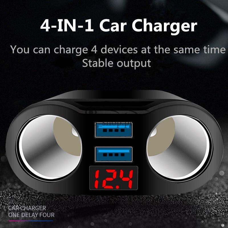 Tẩu Sạc 2 Cổng USB DC 12V/24V Tích Hợp Bật Lửa Kỹ Thuật Số