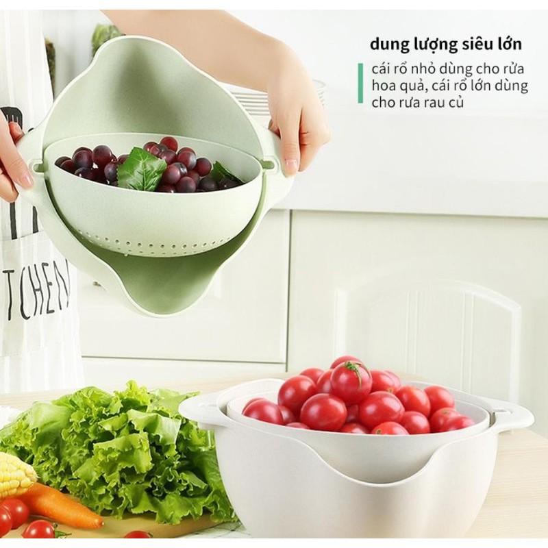Rổ rửa rau củ nhanh 360° 2 tầng Care JapaN