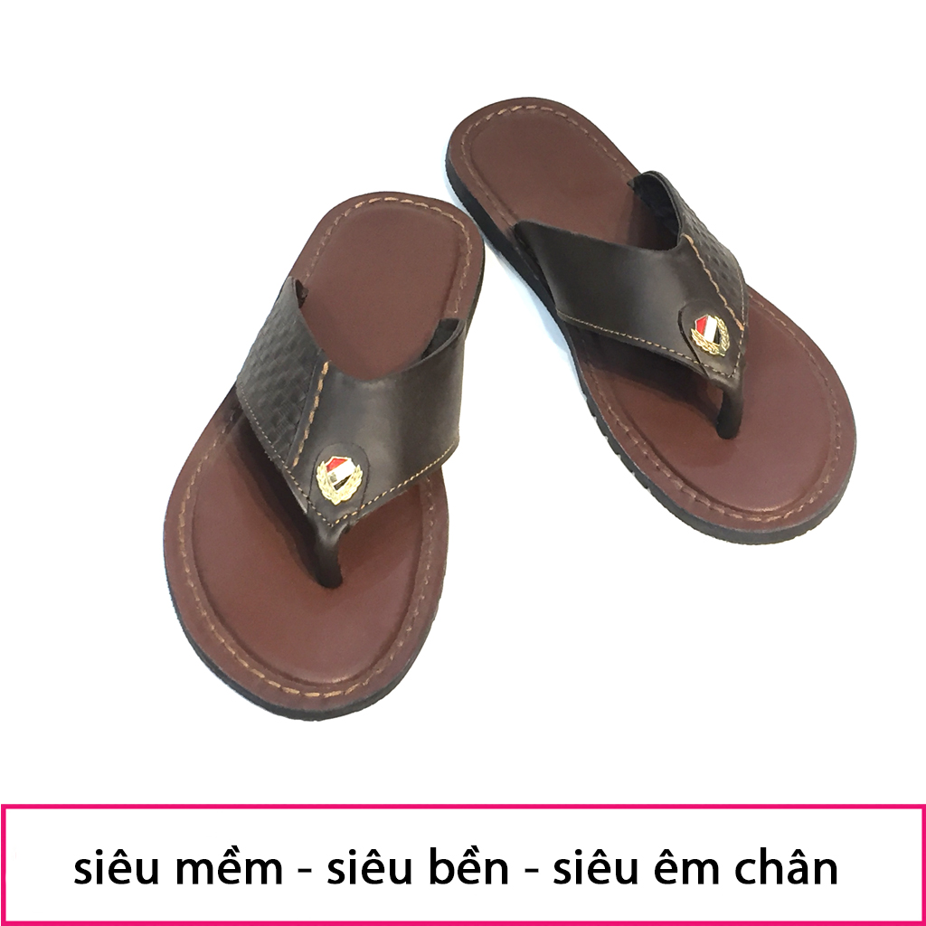 Dép nam da bò mềm xỏ ngón màu nâu đậm siêu bền siêu mềm siêu êm chân Made In Viet Nam, chất liệu đẹp, bền, nhẹ, mềm mại và êm chân, thiết kế tinh tế, dễ dàng di chuyển và phối đồ