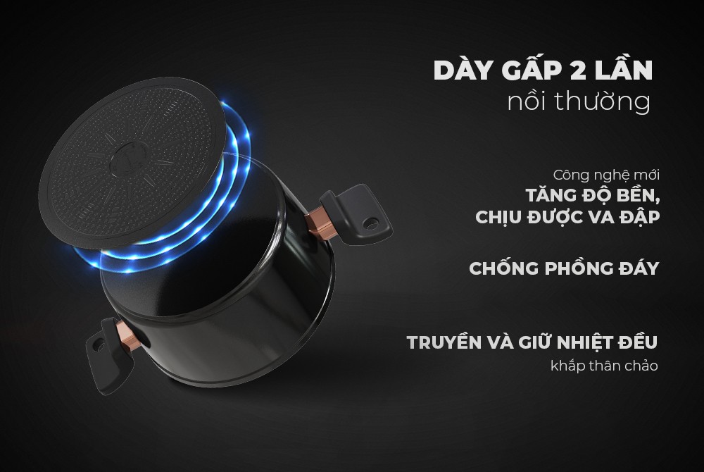 Bộ Nồi Chống Dính Ultra Titanium SUNHOUSE ST2210B - Hàng Chính Hãng