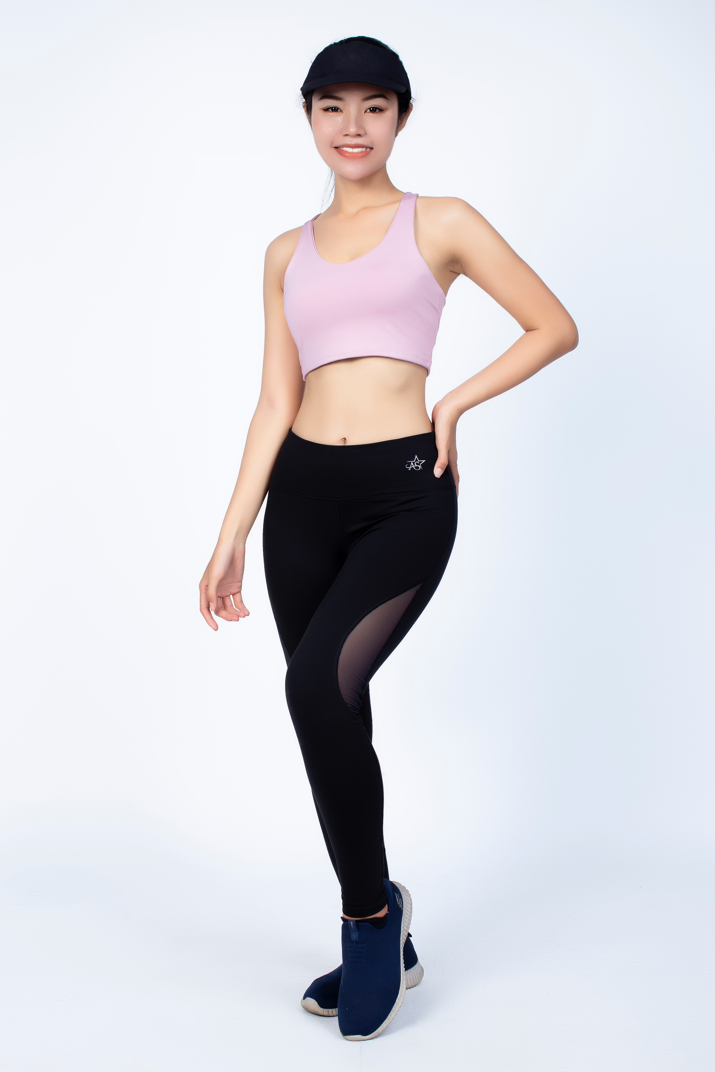 Bộ đồ tập thể thao nữ quần dài phối lưới áo croptop 3 lỗ - BQD3