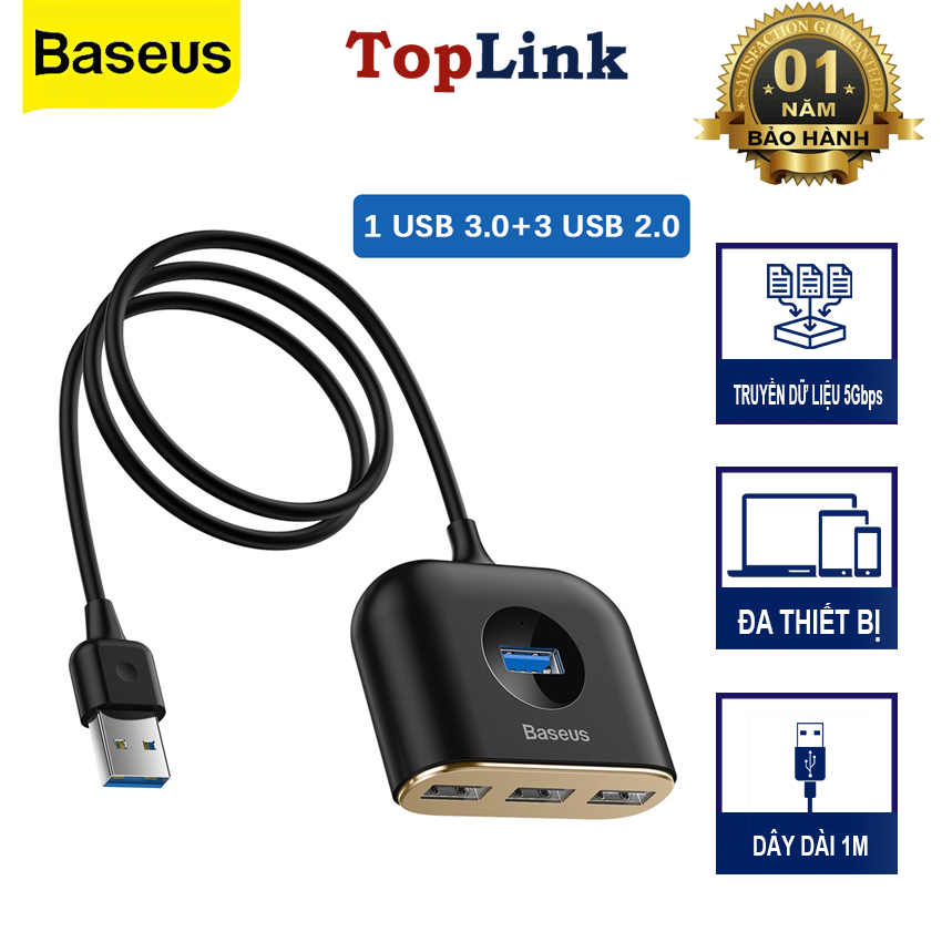 Bộ Chia HUB Ra 4 Cổng USB 3.0 Chuyển Đổi Từ Type C Ra 4 Cổng USB Hoặc Từ USB Ra 4 Cổng USB - Hàng Chính Hãng Baseus