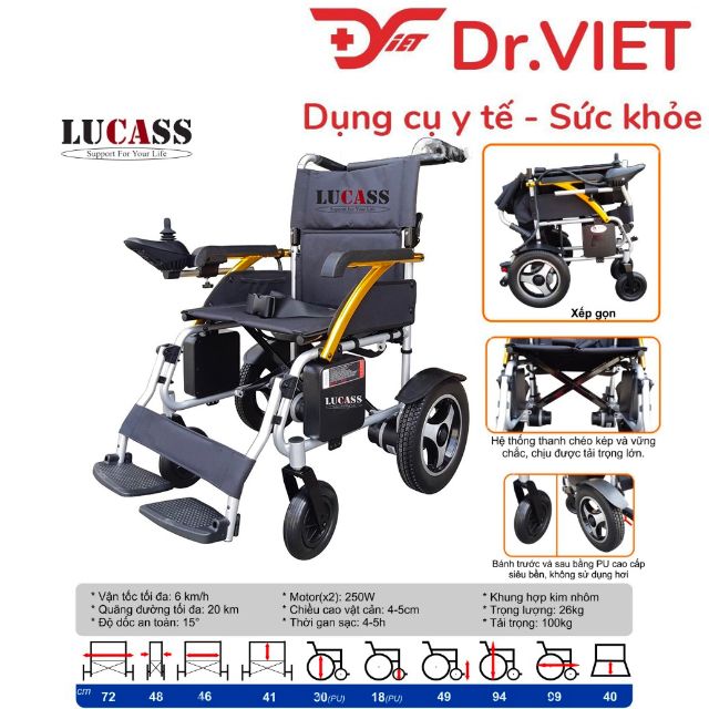 Xe lăn điện lucass XE-122L (chiếc) là dòng xe lăn điện được gia công và sản xuất bởi thương hiệu Lucass Mỹ, phần khung của xe được làm từ hợp kim nhôm siêu bền siêu nhẹ giúp cho quá trình di chuyển của người già người bệnh dễ dàng, giao hàng tận nơi.