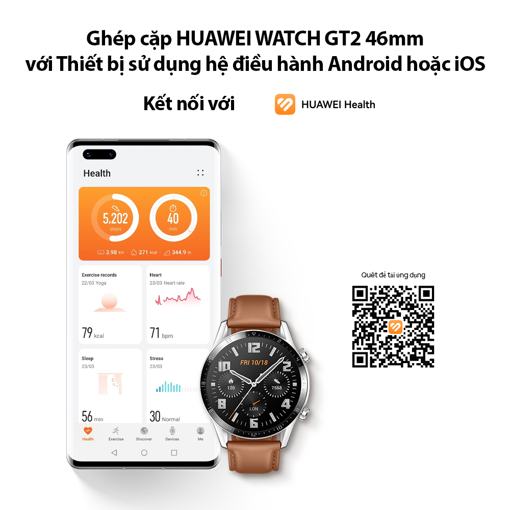 Đồng Hồ Thông Minh Huawei Watch GT2 | Kirin A1 | Thời Lượng Pin Dài | Kiểu Dáng Thể Thao Thời Thượng | Hàng Chính Hãng