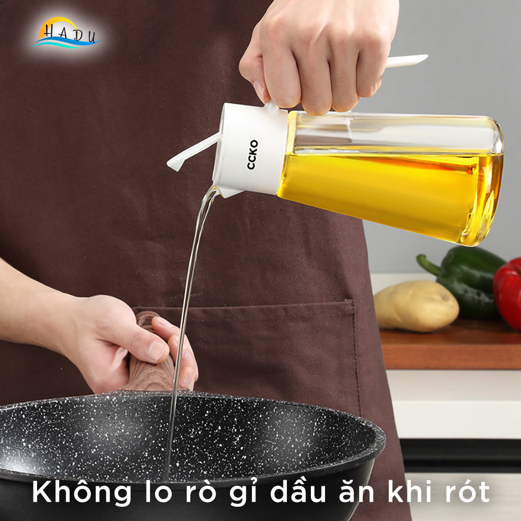 Bình Đựng Dầu Ăn Thủy Tinh Cao Cấp Có Vòi Thông Minh 550ml Đạt Chất Lượng Đức CCKO