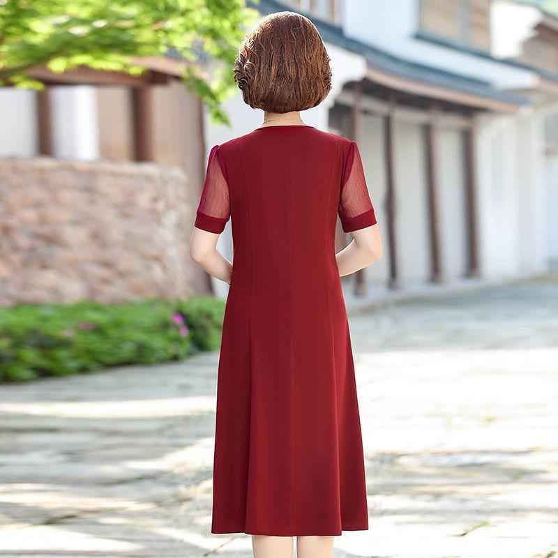 Đầm Trung Niên Phối Tay Ren Sang Trọng VH58 - Hàng Quảng Châu Cao Cấp