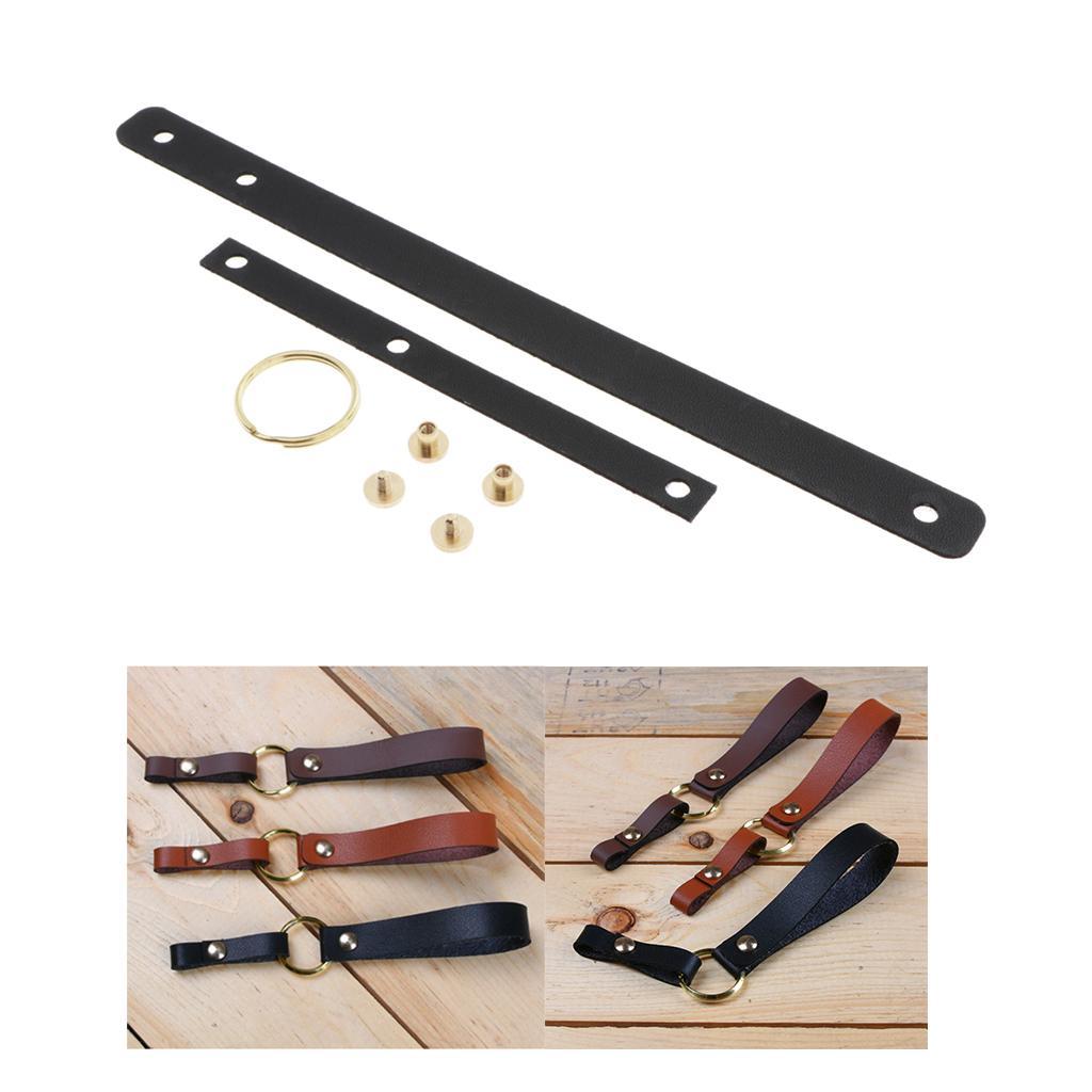 2-4pack DIY Leather Craft Making Kit Key Chain Rope Leather Material Black