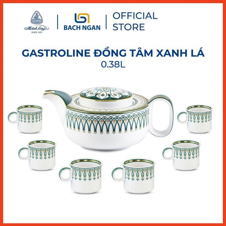 Bộ Ấm Trà Gốm Sứ Cao Cấp Minh Long 0.38 L - Gastroline Đồng Tâm Xanh Lá - Gốm sứ cao cấp Minh Long I