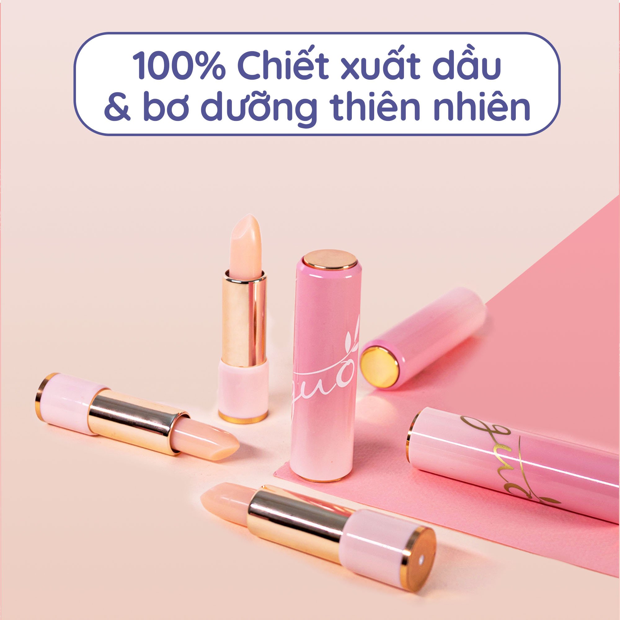 [Không Chì-Không dầu khoáng] Son Dưỡng Hồng Dâu An Toàn Bà Bầu GUO - Rose Touch Lip Balm 5gr