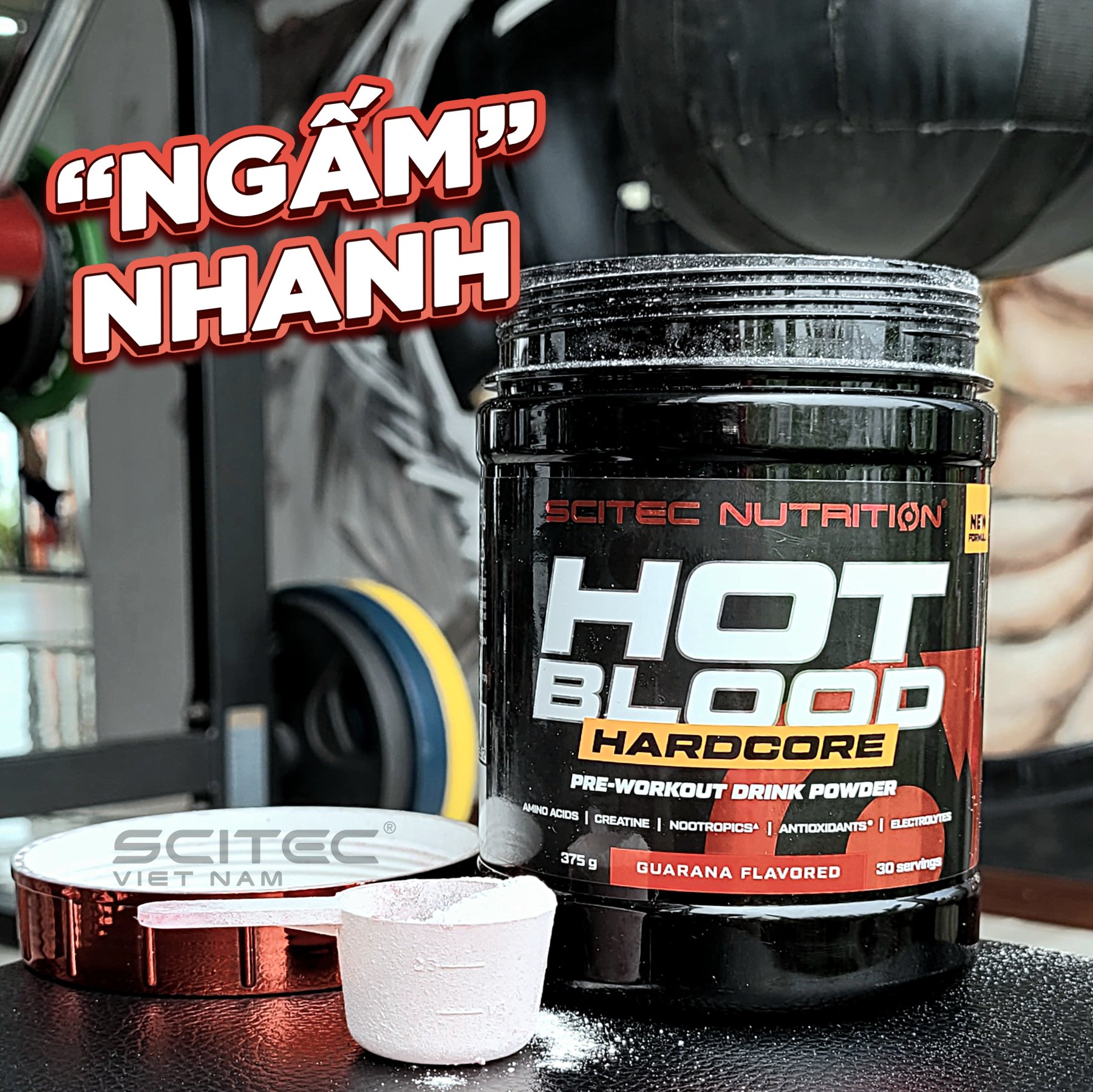 Pre-Workout | HOT BLOOD HARDCORE SCITEC| Hỗ trợ tập luyện, tăng sức mạnh, sức bền, sự tập trung, tập không kiệt sức