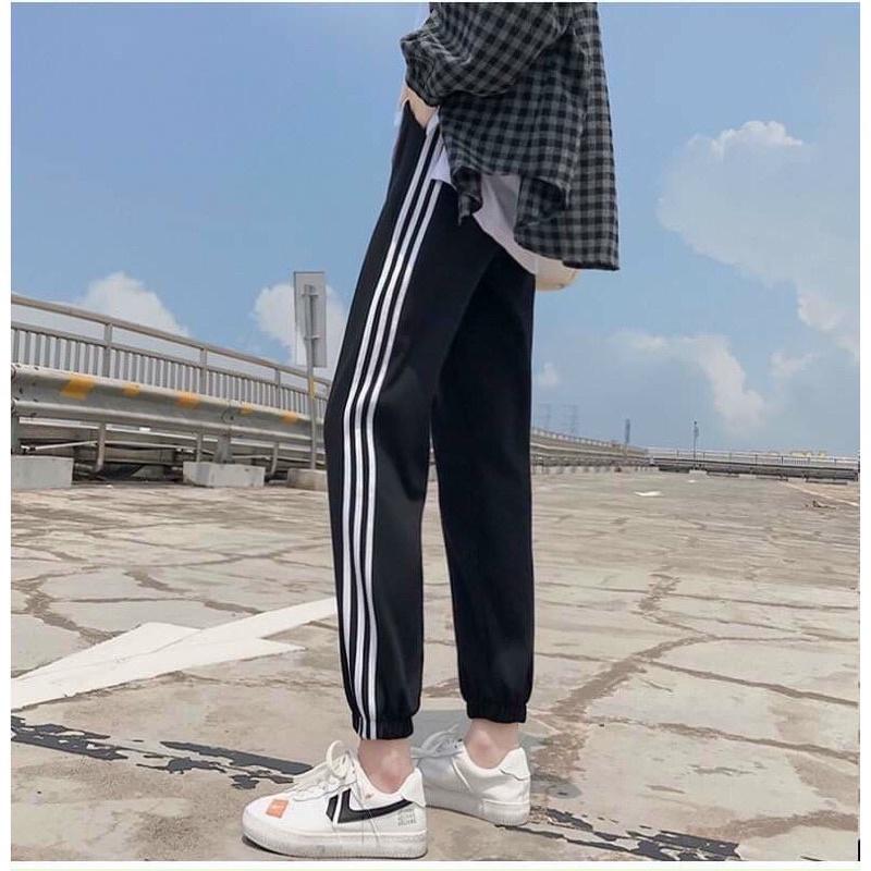 Quần bà bầu dài thu đông da cá chéo thái thể tho bo gấu ba kẻ sọc jogger thời trang cao cấp đẹp giá rẻ QBSoc