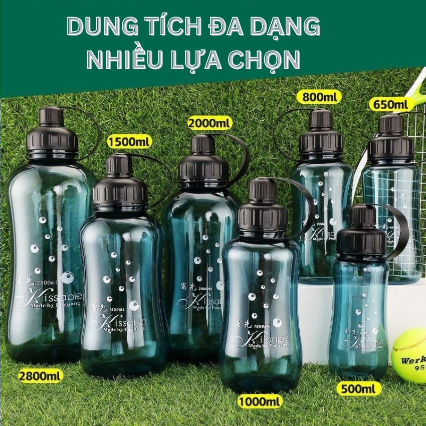Bình Nước Thể Thao 2 Lít Bình Nước Xe Đạp Chống Sặc An Toàn Nhựa PC Không Mùi Có Vạch Chia Dung Tích Dây Đeo