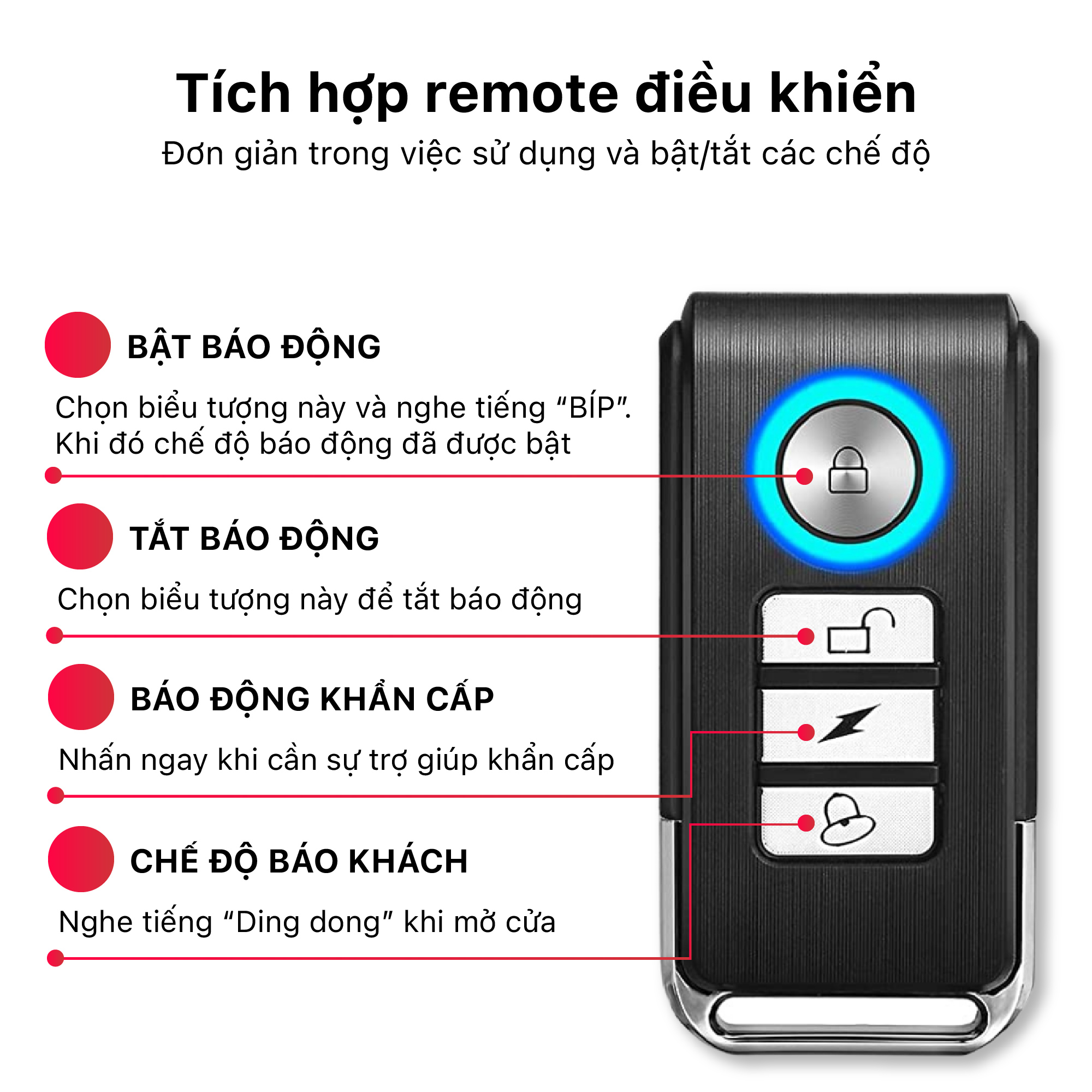 Thiết bị chống trộm gắn cửa tích hợp báo động chống trộm PINGRON PR-C03 - Âm thanh báo động lớn, tích hợp remote điều khiển, bảo hành 12 tháng