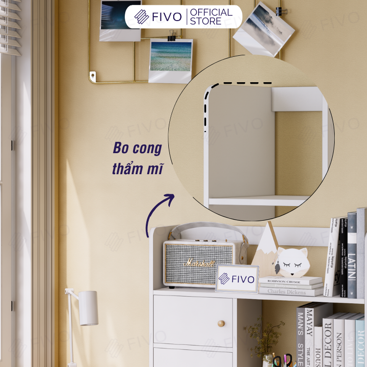 Kệ Gỗ Để Bàn FB21 FIVO Cao Cấp Màu Trắng Và Xám , Dùng Decor Bàn Học, Văn Phòng, Đa Dạng Mẫu Mã Và Màu Sắc