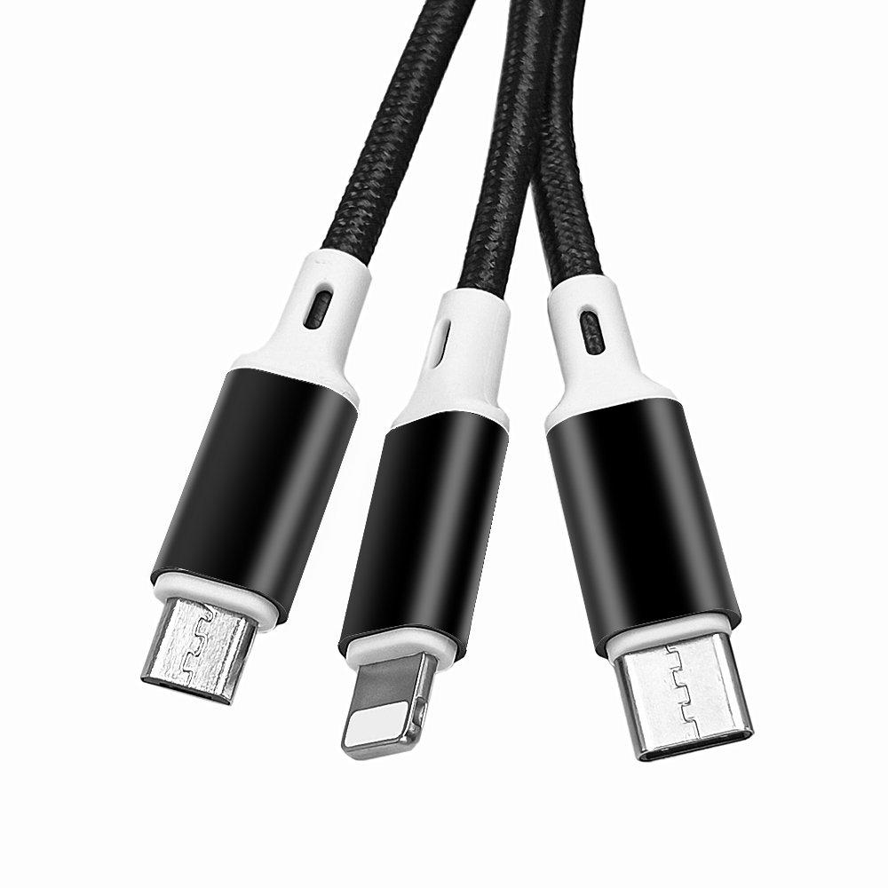 Cáp Sạc Bện Bằng Nylon 2 Trong 1 USB 2.0 Male Sang Loại C Cho IOS Huawei Samsung HTC