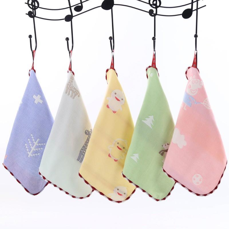 Sét 5 Khăn rửa mặt, khăn lau rửa cho bé, 6 lớp cotton sợi tre siêu thấm hút, không bai xù, an toàn cho trẻ nhỏ