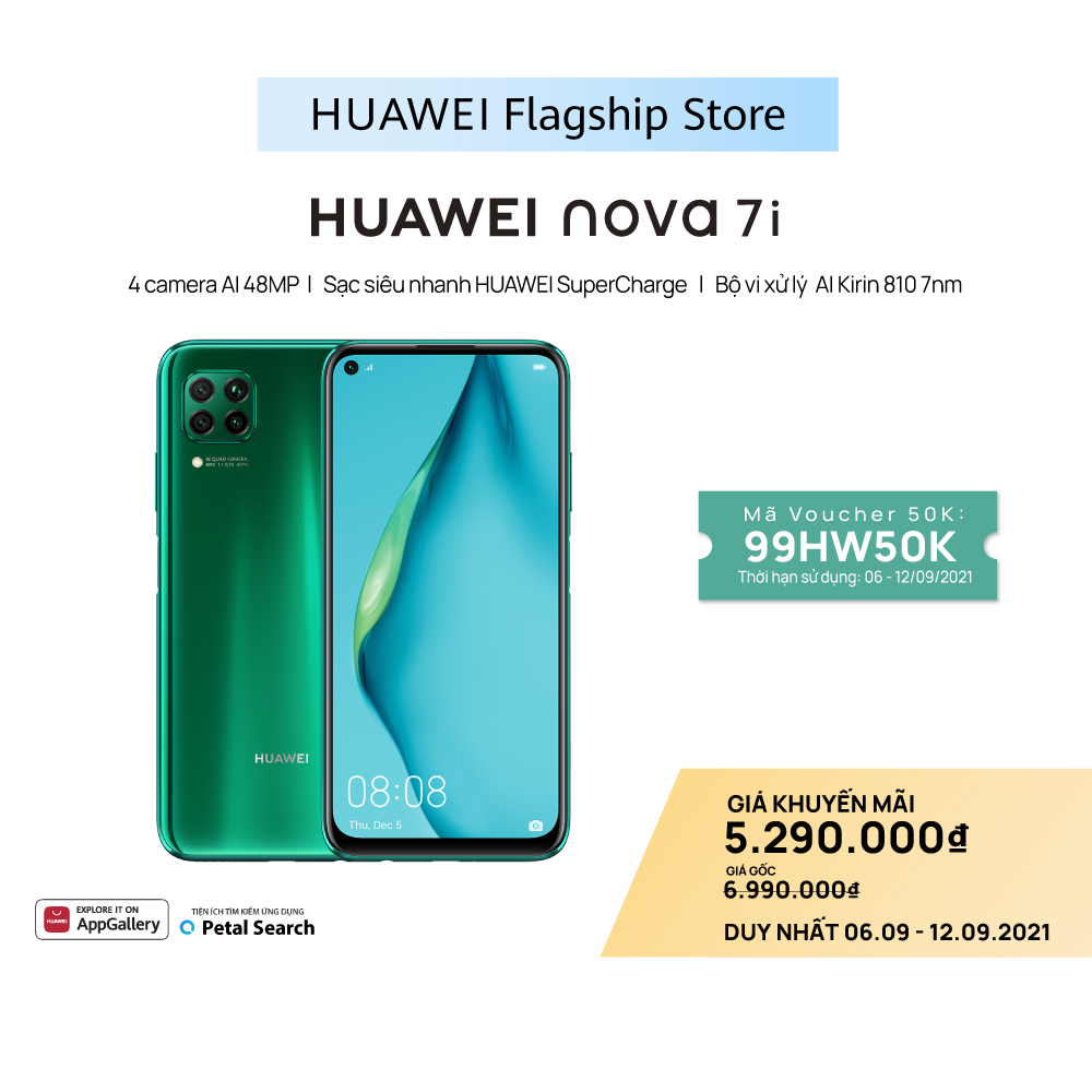 Điện thoại Huawei Nova 7i 8G/128G Sạc nhanh 40W - Hàng Phân Phối Chính Hãng
