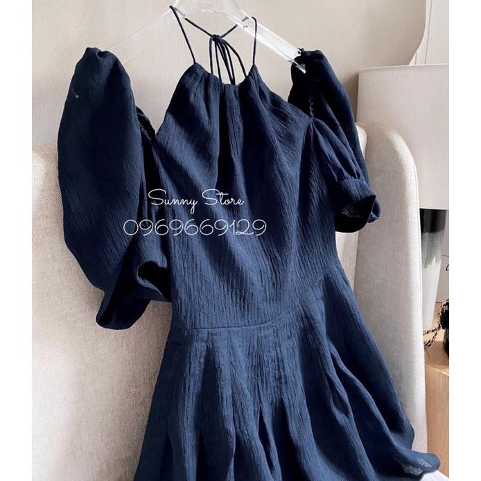 Váy đũi xước tay rơi mặc được 2 kiểu trễ vai hoặc trên vai