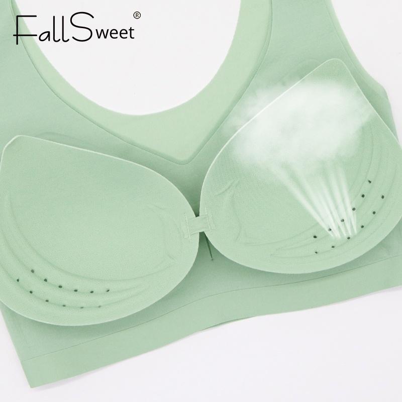 Áo ngực FallSweet không gọng có mút giúp nâng ngực thiết kế cổ V sâu size lớn M-5XL cho nữ
