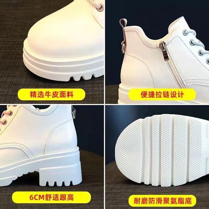 Giày Bốt Martin Bằng Da Thật Đế Dày Cổ Thấp Lót Nhung Chống Trượt Thời Trang Mùa Đông 2021 Cho Nữ