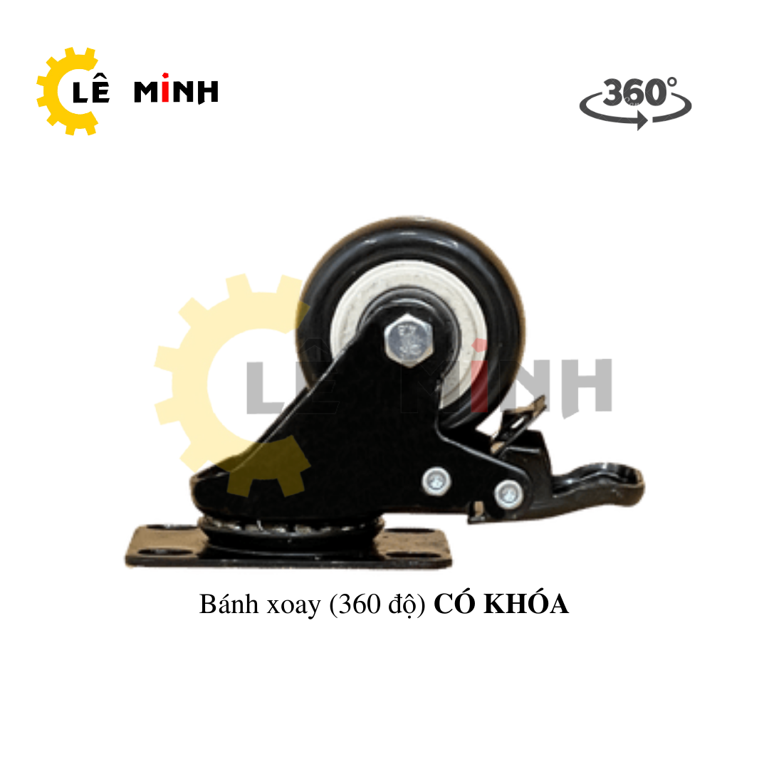 Bộ 4 Bánh Xe Đẩy Hàng Nhựa PP Loại Tốt - 4cm - Có khóa Chống Trượt