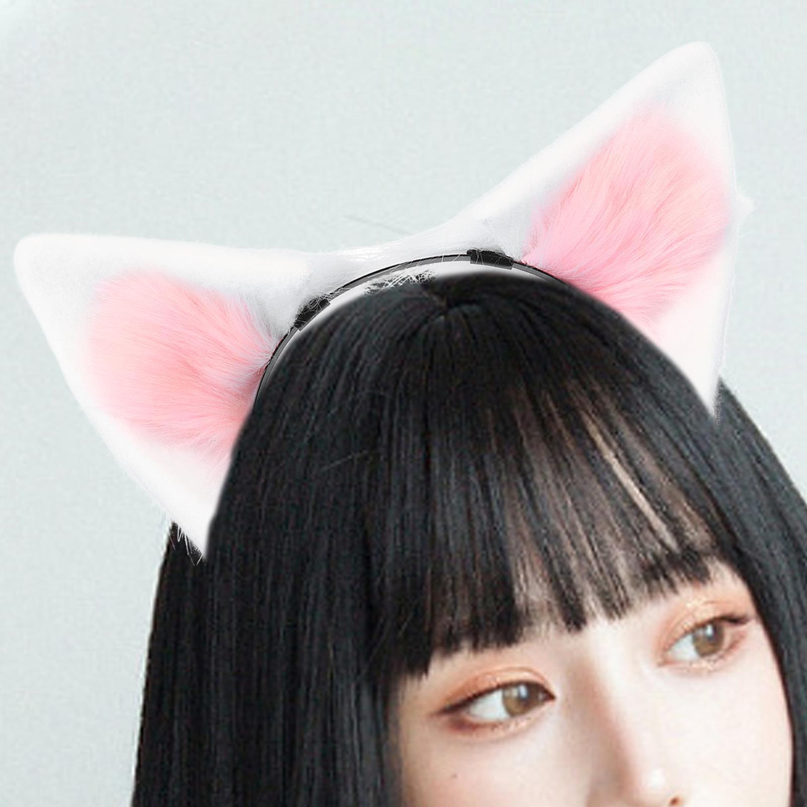 Ears Headband Adult, Plush Animal Headband Faux Cute Photo Props Hair Accessories Cosplay Headwear Hair Hoop with Ears for Fancy Dress Decor