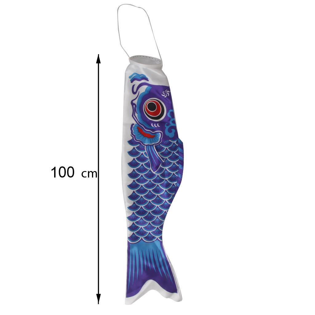 2PCS Japanese Windsock Carp Flag Koi Sailfish 100cm Blue