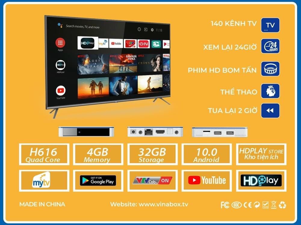 Box Mytv Net (2021) - Ram 4G/32G (Android 10) - Hàng Chính Hãng - Truyền Hình OTT miễn phí 12 tháng - Tích Hợp Tìm Kiếm Giọng Nói