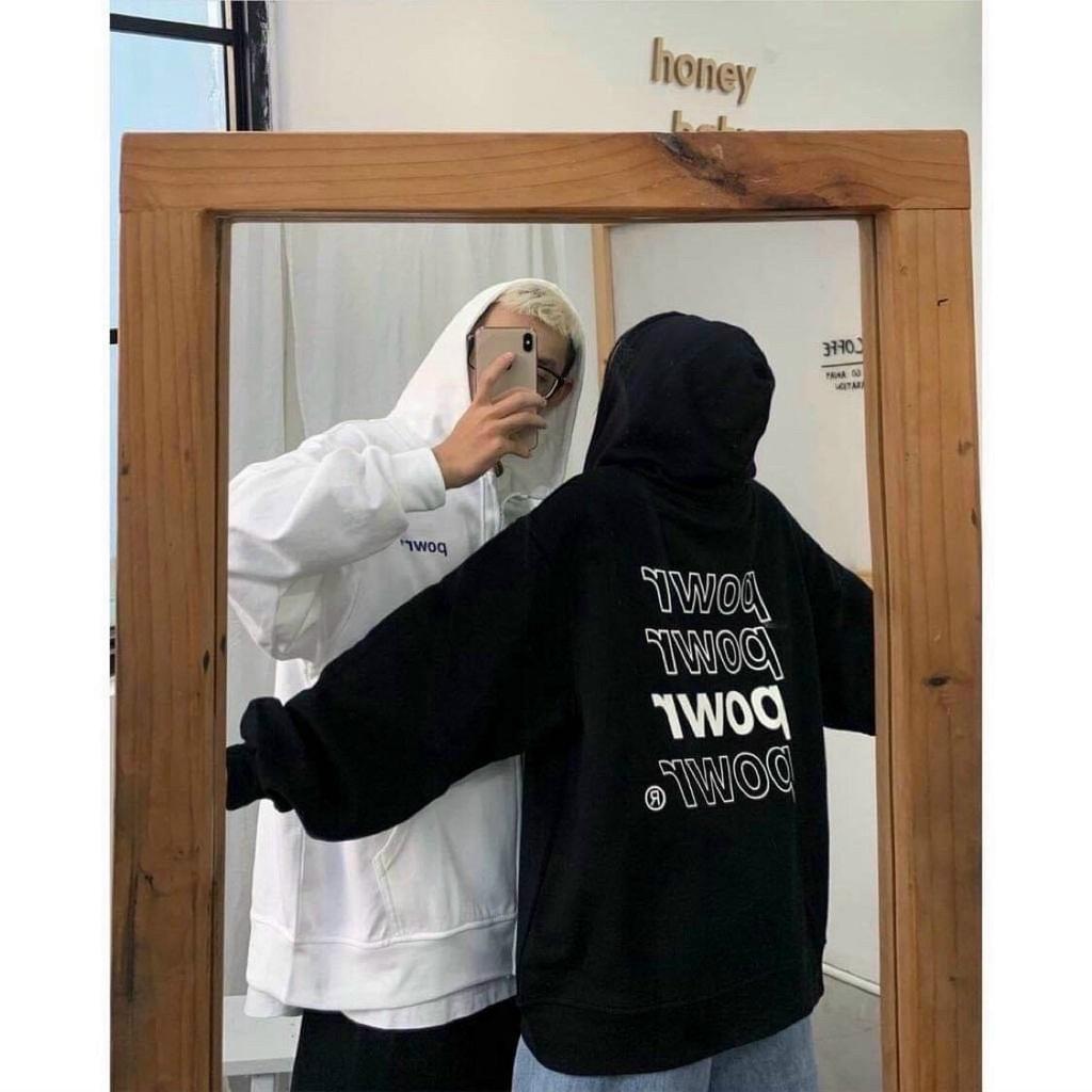 Áo hoodie Nam Nữ form rộng POWR dây kéo thời trang chất nỉ ngoại tp0036